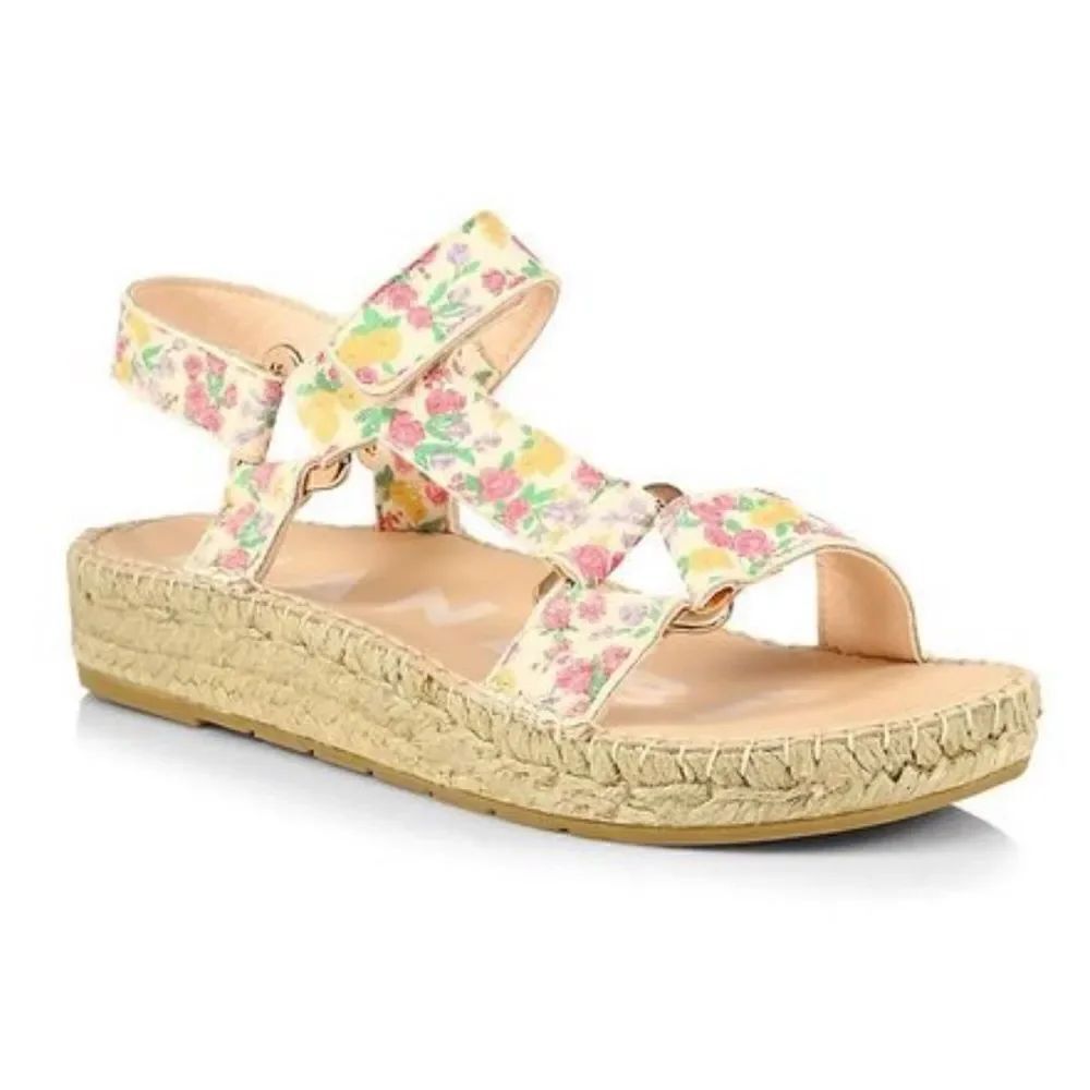 NWT Loveshackfancy X Manebi Floral Leather Espadrille Sport Sandals Size 39/US 8